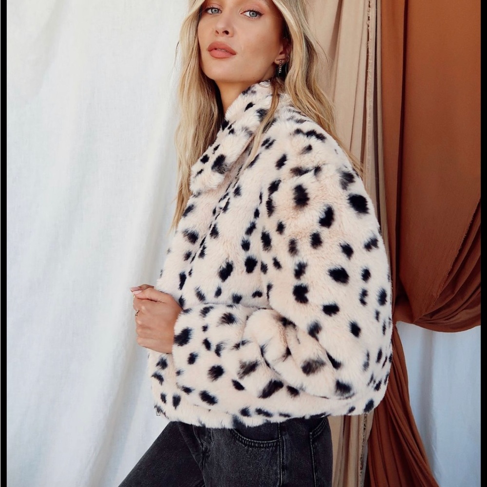 12th Tribe Dalmatian Faux Fur Jacket: Wore Once
